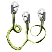 Longe double 3 mousquetons inox double s�curit� � longe plate 1 m + longe extensible 1 � 1,5 m par Plastimo