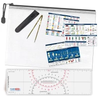 Pack navigation � R�gle Cras + Compas en laiton + 3 adh�sifs RIPAM + pochette de rangement pour cartes marines