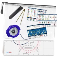 Pack navigation complet � Compas de rel�vement + R�gle Cras + Compas en laiton + 3 adh�sifs RIPAM + pochette de rangement pour cartes marines