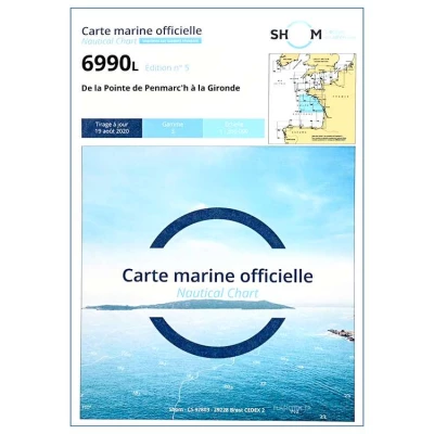 Carte marine 6990L du Shom - De la Pointe de Penmarc'h � la Gironde - Shom