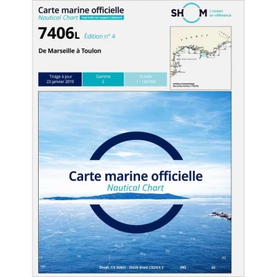 Carte marine 7406L du Shom - De Marseille � Toulon - Shom