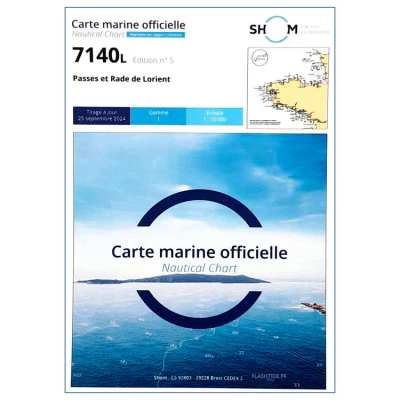 Carte marine 7140L du Shom - Passes et Rade de Lorient - Shom