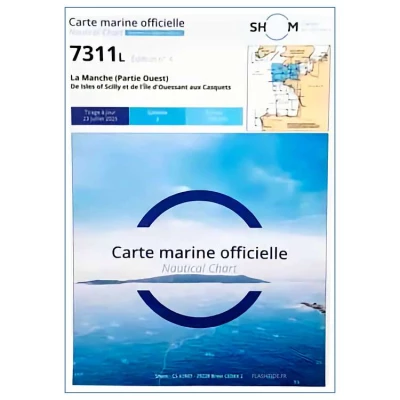 Carte marine 7311L du Shom - La Manche (Partie Ouest - De Isles of Scilly et de l'Ile d'Ouessant aux Casquets - Shom