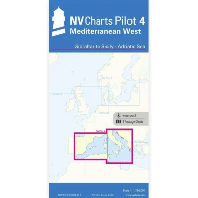 Carte marine NV Pilot 4 -  M�diterran�e Ouest - De Gibraltar � la Sicile - Mer Adriatique - NV Chart