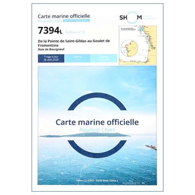 Carte marine 7394L du Shom - De la Pointe de Saint-Gildas au Goulet de Fromentine - Baie de Bourgneuf - Shom
