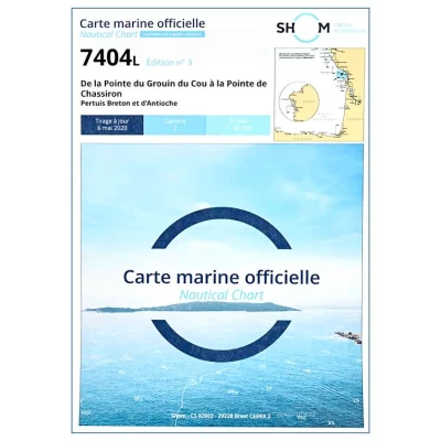 Carte marine 7404 L du Shom - De la Pointe du Grouin du Cou � la Pointe de Chassiron - Pertuis Breton et d'Antioche - Shom