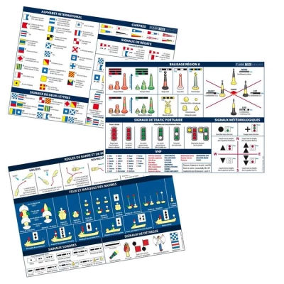 Pack de 3 planches adh�sives A5 du code r�glementaire marin - FlashTide