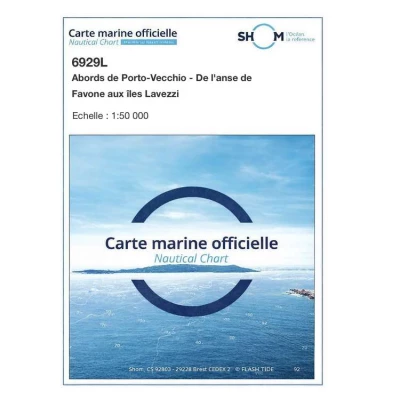 Carte marine 6929L du Shom - Abords de Porto-Vecchio - De l'anse de Favone aux �les Lavezzi - Shom