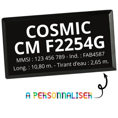 Plaque d�immatriculation interne obligatoire pour bateau, personnalis�e, luxury noir - FlashTide