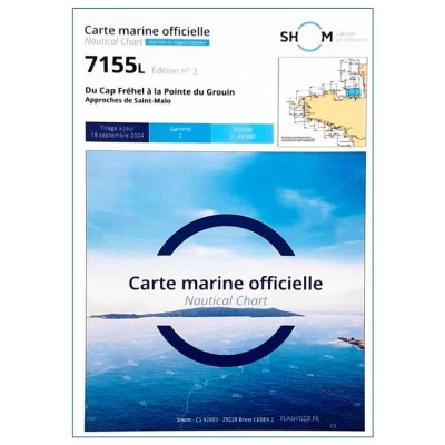 Carte marine 7155L du Shom - Du Cap Fr�hel � la Pointe du Grouin - Approches de Saint-Malo - Shom