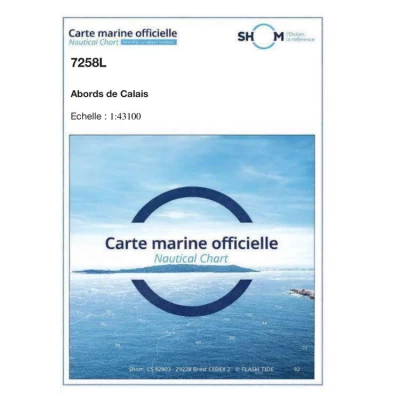 Carte marine 7258L du Shom - Abords de Calais - Shom