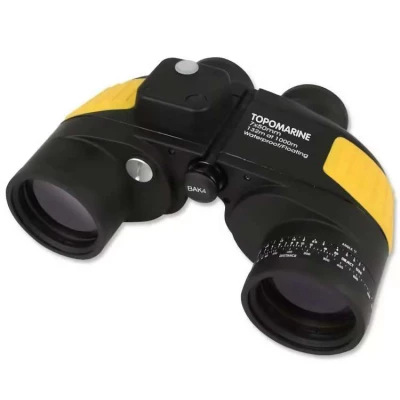 Jumelles marines Rescue 7x50 avec compas Int�gr�, �tanches et flottantes, prismes BAK-4 et mise au point oculaire, Noir/jaune - Topomarine