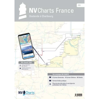 Carte marine NV Atlas France - FR1 - Oostende � Cherbourg - NV Chart