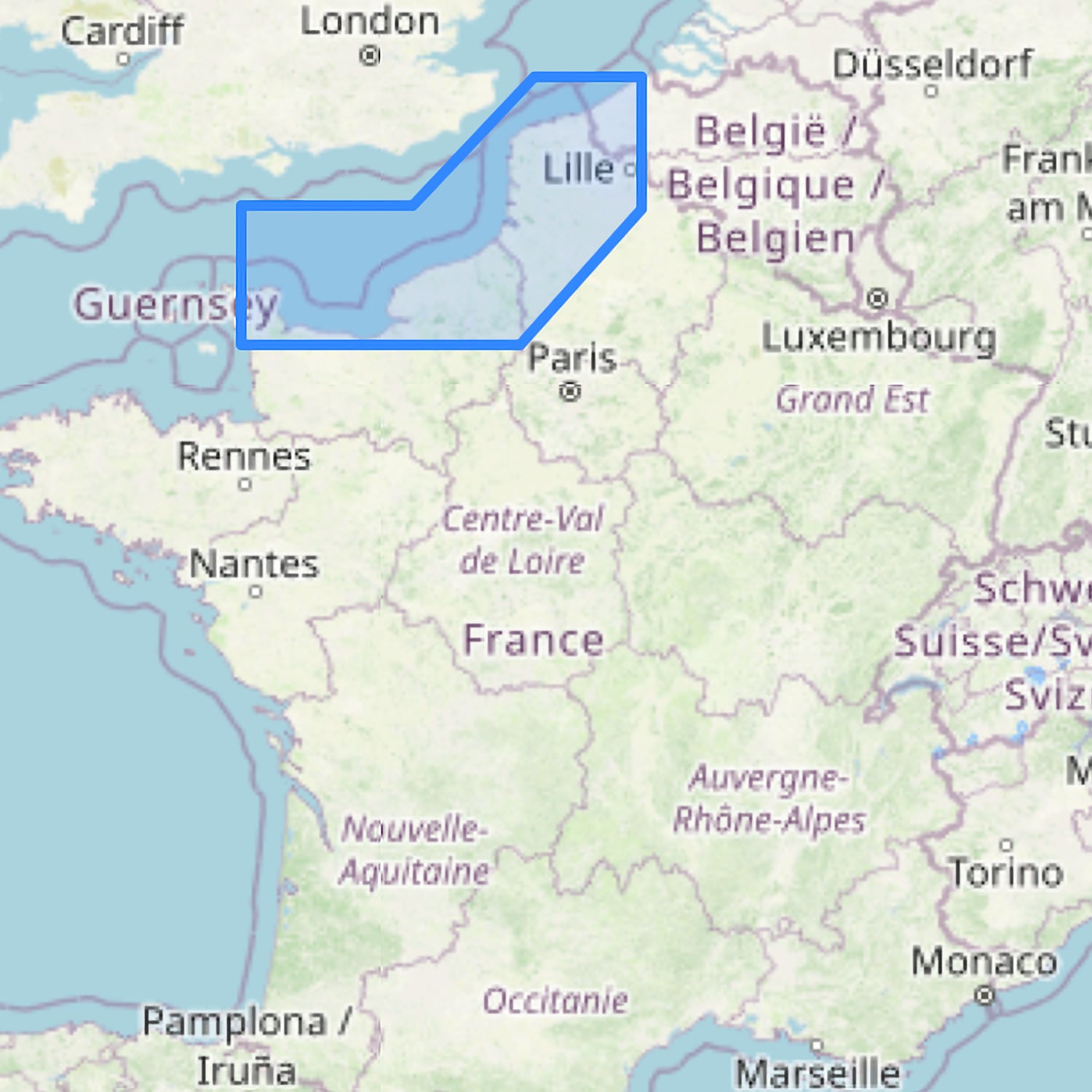 Détail zone sur carte