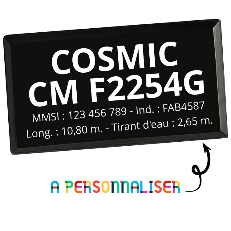 Commande � L'Ha�-Les-Roses, Plaque d�immatriculation interne obligatoire pour bateau, personnalis�e, luxury noir