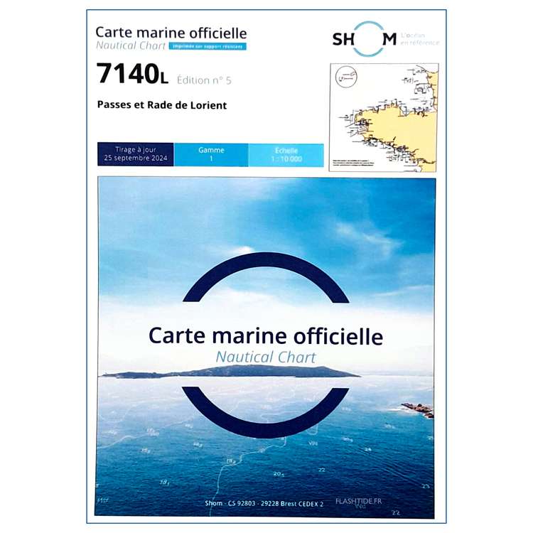 Carte marine 7140L du Shom - Passes et Rade de Lorient - Shom