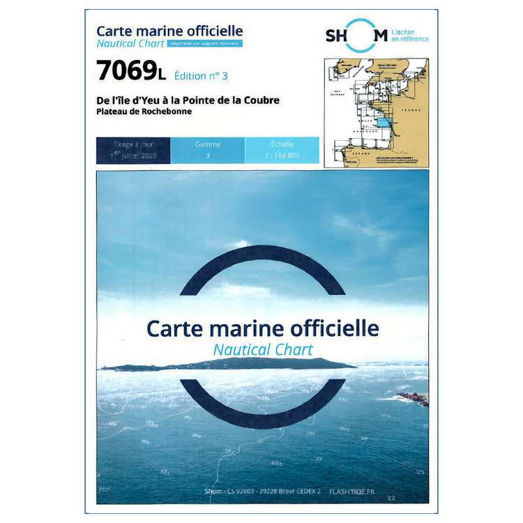 Carte marine 7069L du Shom - De L'Ile d'Yeu à la Pointe de la Coubre - Shom