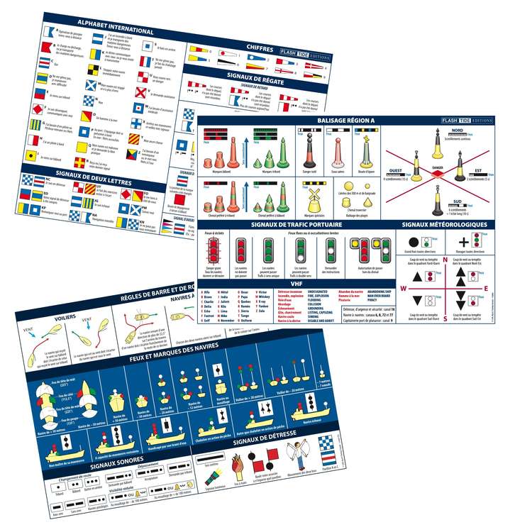 Personnaliser Pack de 3 planches adhsives A5 du code rglementaire marin