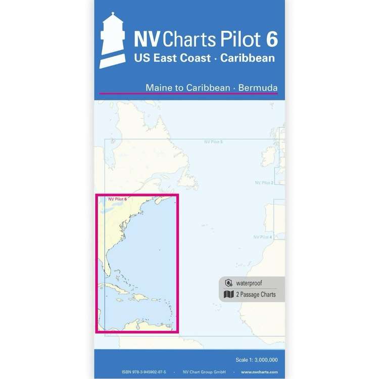 Carte marine NV Pilot 6 - Cte Est des tats-Unis - Du Maine aux Carabes, Les Bermudes - NV Chart