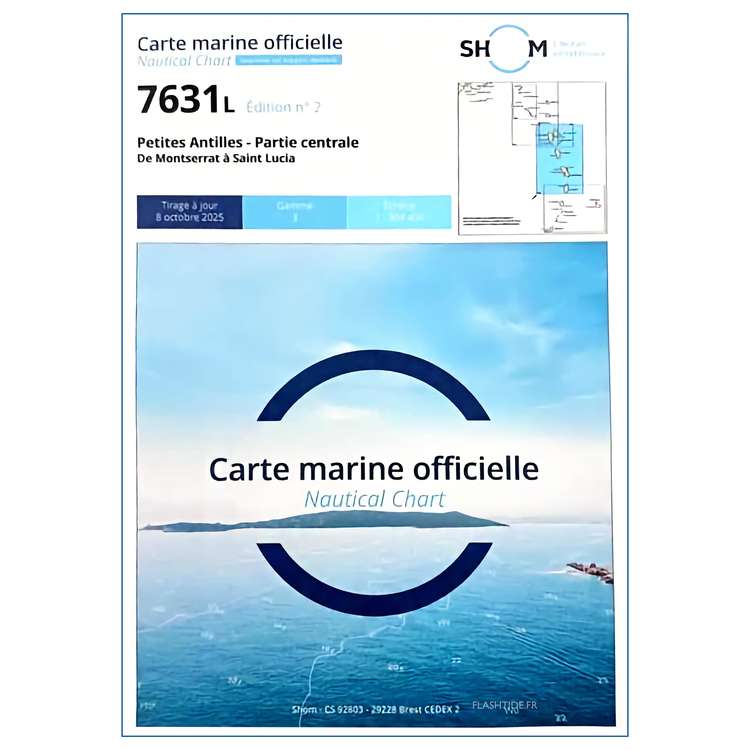 Carte marine 7631L du Shom - Petites Antilles - Partie centrale - De Montserrat  Saint Lucia - Shom